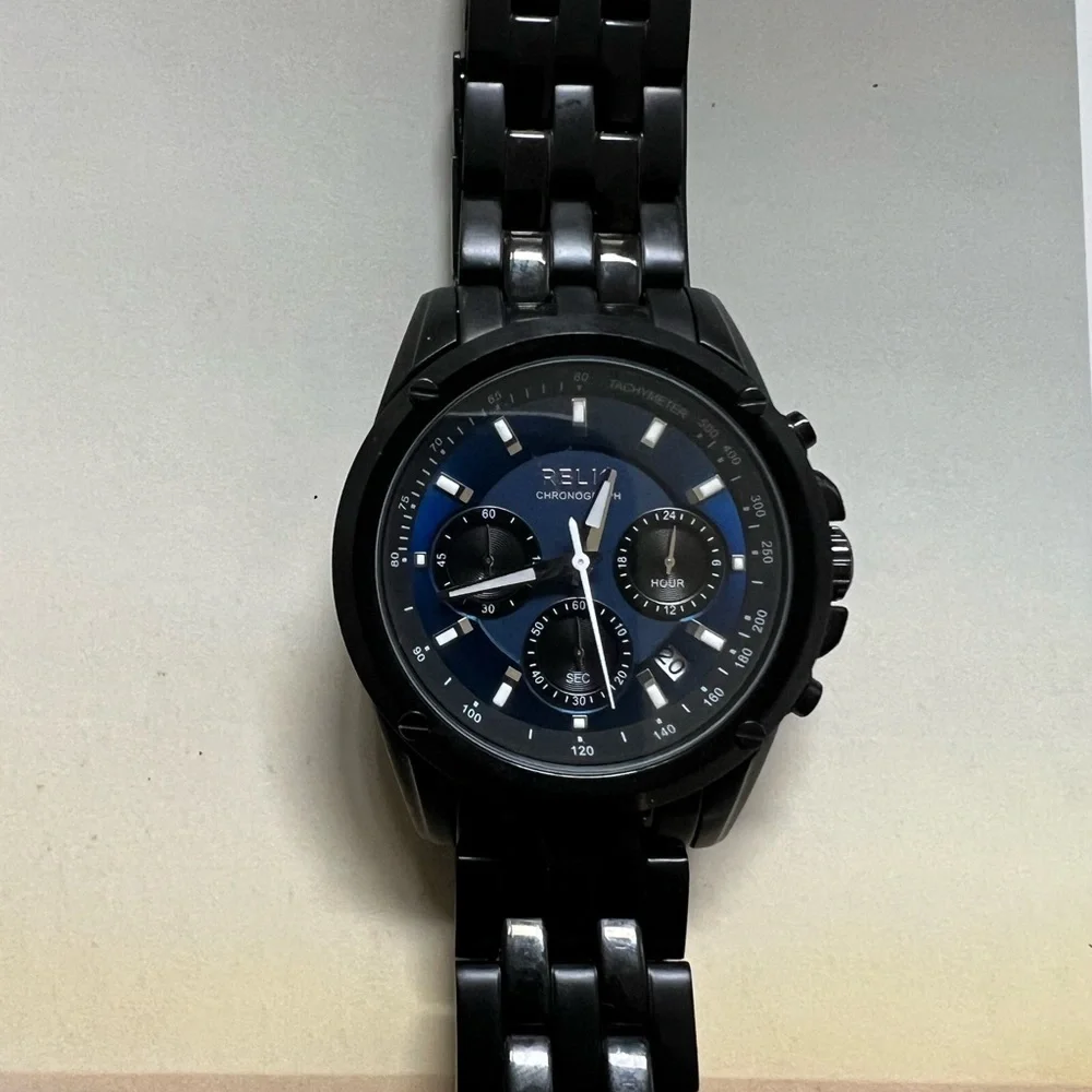 Relic Black and Blue Chronograph Timepiece